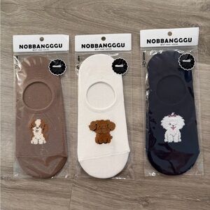 Women's Cute Dog Ankle Socks - Brown, White, and Black